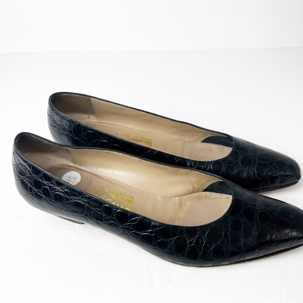 SZ 9.5 AA Salvatore Ferragamo Vintage Black Pumps - Picture 3 of 7